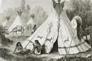 Camp indien Comanche dans les années 1850, de 